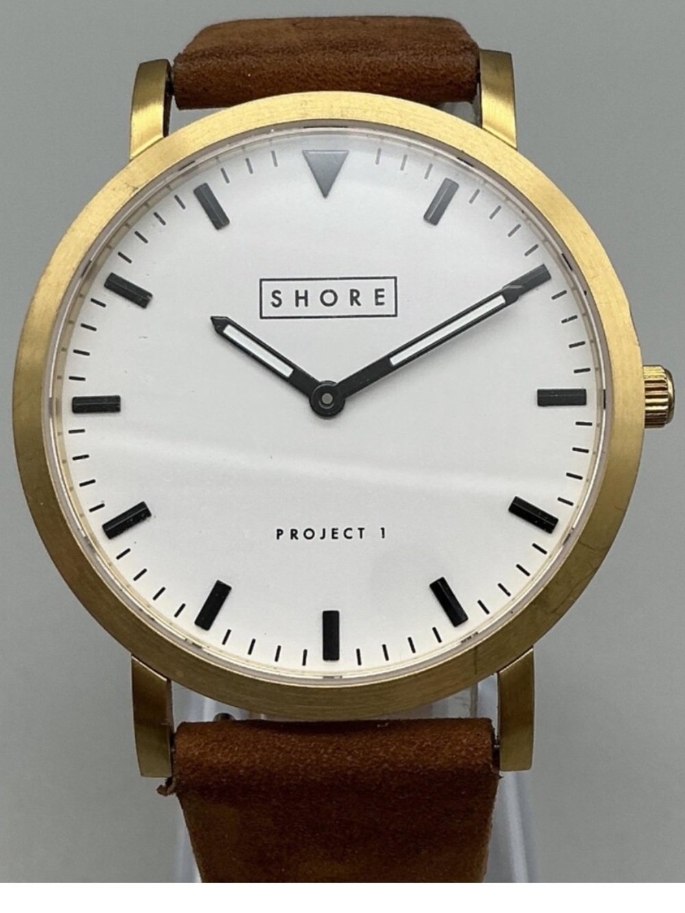 Shore Women’s Gold Case White Dial Brown Leather Watch - Project 1 Edition